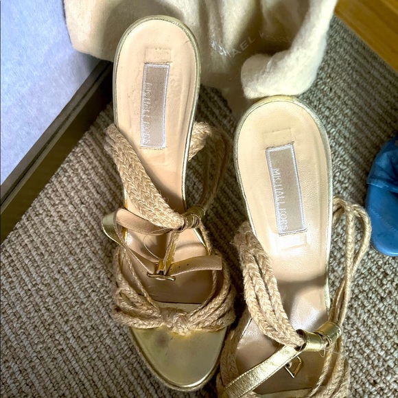 Michael Kors Gold Espadrille Wedges